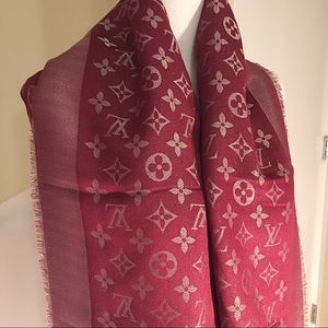 LV Reversible Shine Shawl scarf, Burgundy & Red